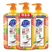 超能 洗洁精离子去油（西柚去腥）1kg*3瓶 餐具果蔬厨房清洁 不伤手