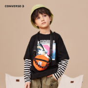 Converse 匡威 男童炸街长袖纯棉假两件T恤（120~160码）2色