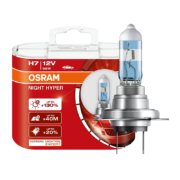 欧司朗(OSRAM)汽车灯泡 大灯近光远光灯卤素灯 先锋夜行者H7 12V55W【增亮130%，色温3900K】