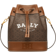 巴利 BALLY 女士CLEOH系列老花图案单肩斜挎包水桶包棕色6239007