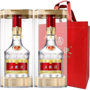 再降价：WULIANGYE 五粮液 52度 浓香型白酒 普五第八代500ml* 2瓶装送礼 礼袋装白酒
