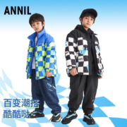 秀场同款，Annil 安奈儿 2022冬季新款男童中大童棋盘格连帽羽绒服（110~170码）2色