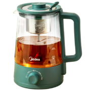 美的（Midea）养生壶净醇智能复古喷淋式煮茶器煮茶壶烧水壶1L 电热水壶迷你玻璃花茶壶养生壶 MK-ZC10X1-103