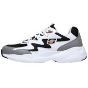 Skechers斯凯奇官方春季情侣款校园运动小白鞋熊猫鞋 999090-BKGD 黑色/金色 男款 39.5