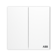 ABB 开关插座面板 盈致系列白色 无边框纯平开关面板 86型墙壁电源 双开双控