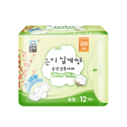 恩芝(Eun jee)(韩国原装进口)超薄日用卫生巾250mm12片(护翼型)姨妈巾