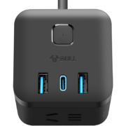 公牛（BULL）20W PD苹果快充魔方插座/插线板/插排/接线板 Type-c口+USB口+3插孔 全长1.5米黑色 GNV-UU2203H