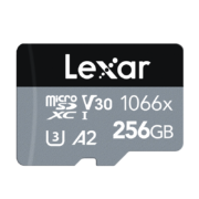 雷克沙（Lexar）256GB TF（MicroSD）存储卡 U3 V30 A2 读160MB/s 写120MB/s 高速内存卡 超清录制（1066x）