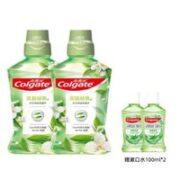 Colgate 高露洁 贝齿清新茶健漱口水 500ml*2（赠便携漱口水100ml体验装*2  ）