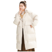 雪中飞2022秋冬新款羽绒服女中长款过膝韩版保暖羽绒外套女潮 黑色 M/160 (115-135斤)