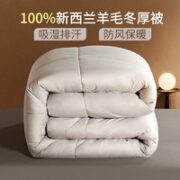FUANNA 富安娜 冬被【100%新西兰羊毛+磨毛防绒】灰色 1.5m床适用(203*229cm)