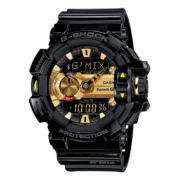 卡西欧(CASIO) 男表  G-SHOCK大表盘蓝牙音乐旋转表冠运动防水潮流手表 黑金GBA-400-1A9