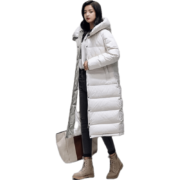 YAYA羽绒服女中长款2022冬季连帽休闲防寒保暖羽绒外套女 白色 M【建议100-120斤】