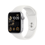 Apple Watch SE 2022款智能手表GPS款44毫米银色铝金属表壳白色运动型表带 MNK23CH/A