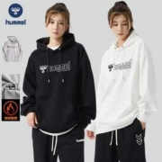 hummel 大黄蜂 情侣款加绒保暖连帽卫衣