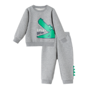 carters 儿童套装冬季男童卡通印花加绒卫衣长裤运动套装 灰色鳄鱼1M816910 12M（建议身高80cm）