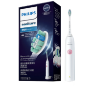飞利浦（PHILIPS）电动牙刷USB充电式声波震动牙刷 情侣电动牙刷 2档强度 HX3226升级款 蜜桃粉 HX3734/03