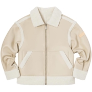 LeeXLINE22秋冬新品舒适版型两面穿米色仿皮仿羊羔绒女棉服夹克