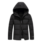 【鹅绒】雪中飞2021秋冬新款男女同款休闲连帽舒服保暖鹅绒款羽绒服 黑色男 175