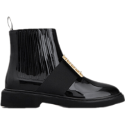 ROGERVIVIER //RV女鞋Viv Rangers复古钻扣切尔西靴漆皮厚底时尚短靴 黑色 36