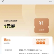 京东金融 1元白条还款卷 18积分兑换