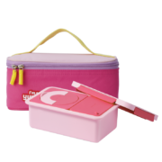 乐扣乐扣（LOCK&LOCK）好吃哒饭盒 学生上班族不锈钢保温便当盒1.45L粉色 配饭包+贴纸