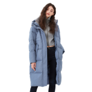 LINC金羽杰加厚保暖羽绒服女长款过膝冬季连帽宽松面包服女商场同款2088506 雾霾蓝 S适合130斤以下