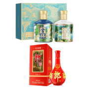 PLUS会员： 郎酒 郎 酒53度第四代红花郎（10）500ml+舍得酒 虎年万象新礼盒装 52度
