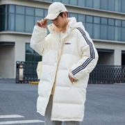 Meters bonwe 美特斯邦威 羽绒服男中长款字母印花日常连帽休闲男士羽绒服