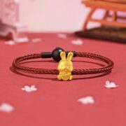周六福 卯兔迎禧系列 福星兔黄金转运珠 约1-1.2g A1611229