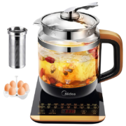 美的（Midea）养生壶宽口电水壶烧水壶1.5L大容量煮茶壶花茶壶智能煮茶器附带滤网*蛋架WGE1703b