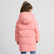 笛莎童装女童羽绒服中长款2022秋冬季新款中大童儿童甜美简约连帽羽绒服 蜜粉色 150cm