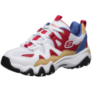 Skechers斯凯奇童鞋复古男童熊猫鞋秋冬季儿童运动鞋老爹鞋舒适绑带防滑耐磨轻质休闲鞋98882L 白色/多彩色/WMLT 30