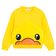 B.DuckB.duck小黄鸭童装男童加绒冬装保暖女孩宝宝上衣羊羔绒卡通卫衣 糖果粉 140cm