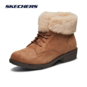 Skechers斯凯奇女鞋运动靴短筒毛毛边防风保暖反毛皮女靴49815 棕色 36