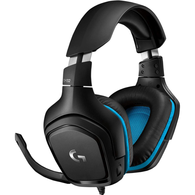 Logitech 罗技 G432 有线游戏耳机,7.1环绕声,DTS 耳机:X 2.0,50 毫米音频驱动器,USB 和 3.5 毫米音频插孔,翻转静音麦克风,轻质,PC/Mac/Xbox One/PS4/Nintendo Switch - 黑色