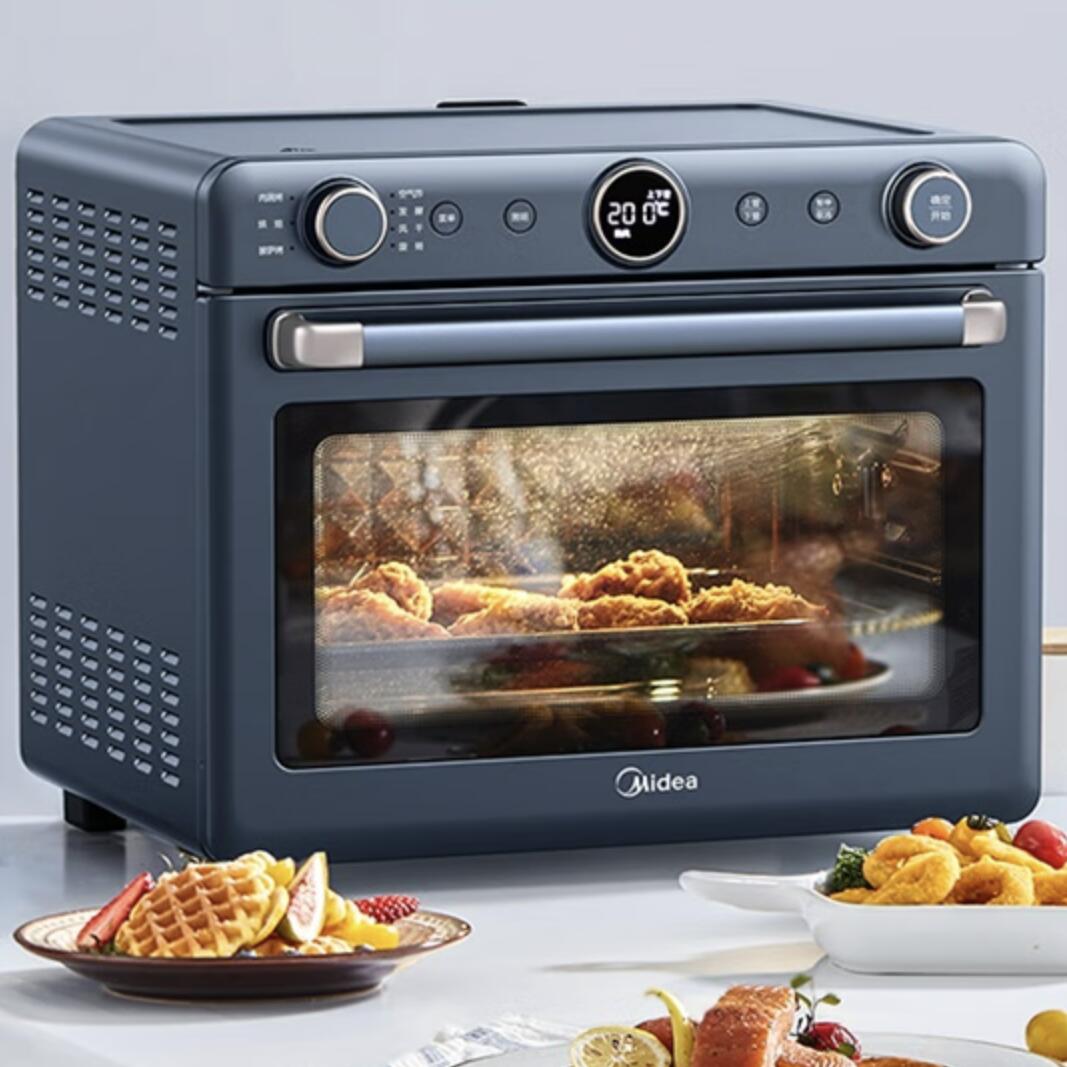 Midea 美的 石墨烯免预热 顶部热风风炉家用智能空气炸电烤箱 35L搪瓷内胆 PT3520W-G 初见P30系列