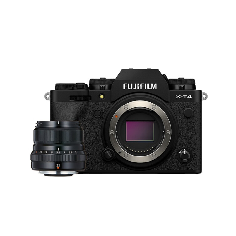 富士（FUJIFILM）X-T4/XT4 微单相机 套机（23mm F2定焦镜头) 2610万像素 五轴防抖 视频强化 续航增强 黑色