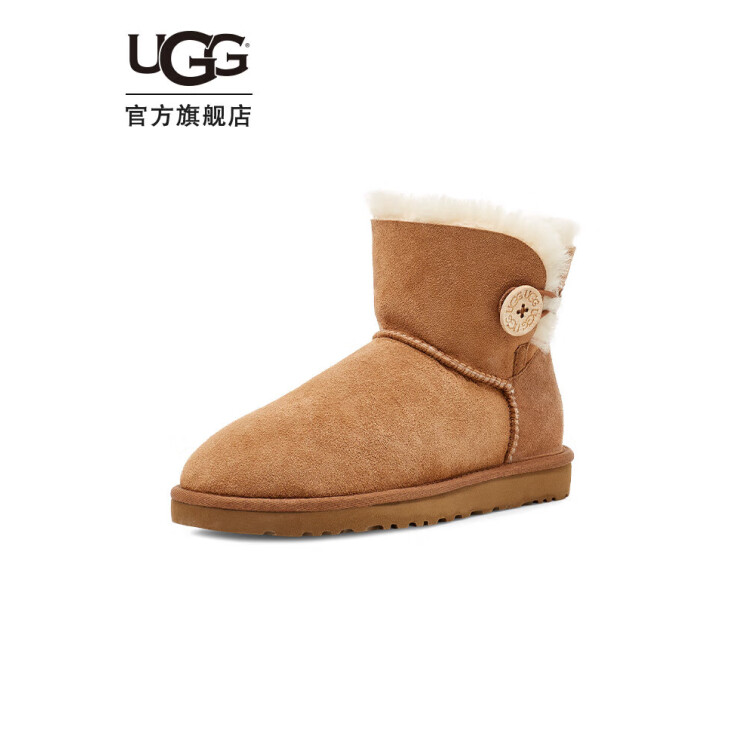UGG 2022秋冬季女士雪地靴羊皮毛一体平底经典纽扣短靴 1016422 CHE栗子棕色 08 （栗子棕色39）