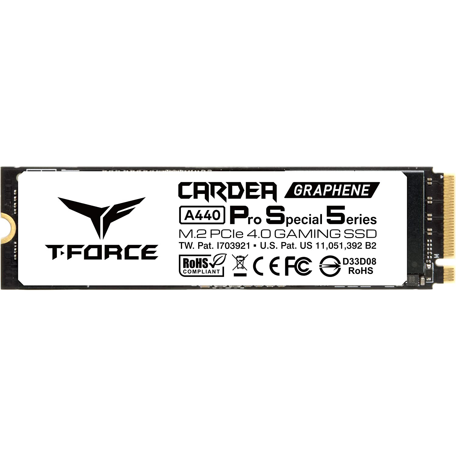 TEAMGROUP T-Force CARDEA A440 Pro PSS 白色石墨烯散热器 2TB 兼容 PS5、DRAM SLC 缓存 3D NAND TLC NVMe PCIe Gen4 x4 M.2 2280 游戏固态硬盘读/写 7,400/7,000 MB/s TM8FPY02T0C129