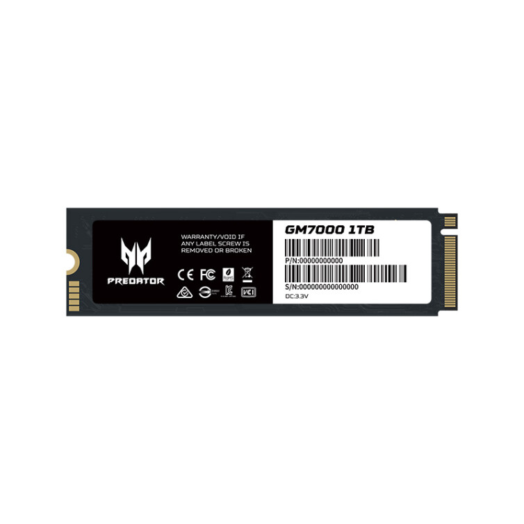 宏碁掠夺者（PREDATOR）1TB SSD固态硬盘 M.2接口(NVMe协议) GM7000系列｜NVMe PCIe 4.0