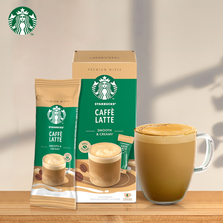 星巴克（Starbucks）奶泡咖啡即溶咖啡 拿铁精品速溶咖啡（4*14g）/盒