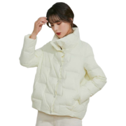 拉夏贝尔（La Chapelle）羽绒服女2022年秋冬季设计感职业OL时尚气质立领羽绒外套女 白色 L