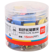 京喜APP：得力（deli） 长尾夹票夹  8556彩色15mm(60只/桶)