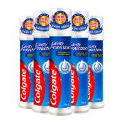 高露洁（Colgate）欧洲进口卓效防蛀直立按压式泵式牙膏130g×5支 双氟护齿 活性修护