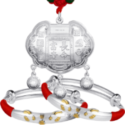 MASTER SILVERSMITH 老银坊 虎宝宝银手镯 长命富贵三件套 约44g