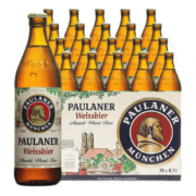 保拉纳（Paulaner）德国原装进口啤酒 保拉纳柏龙啤酒小麦白啤年货送礼 柏龙白啤500ml*20瓶玻璃