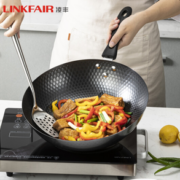 LINKFAIR 凌丰 健康铁炒锅 32cm（玻璃盖）