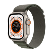 Apple Watch Ultra 智能手表 GPS + 蜂窝款 49毫米 钛金属原色 钛金属表壳 绿色高山回环式表带大号MQF93CH/A