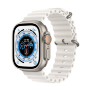 Apple Watch Ultra 智能手表 GPS + 蜂窝款 49毫米 钛金属原色 钛金属表壳白色海洋表带MNHM3CH/A